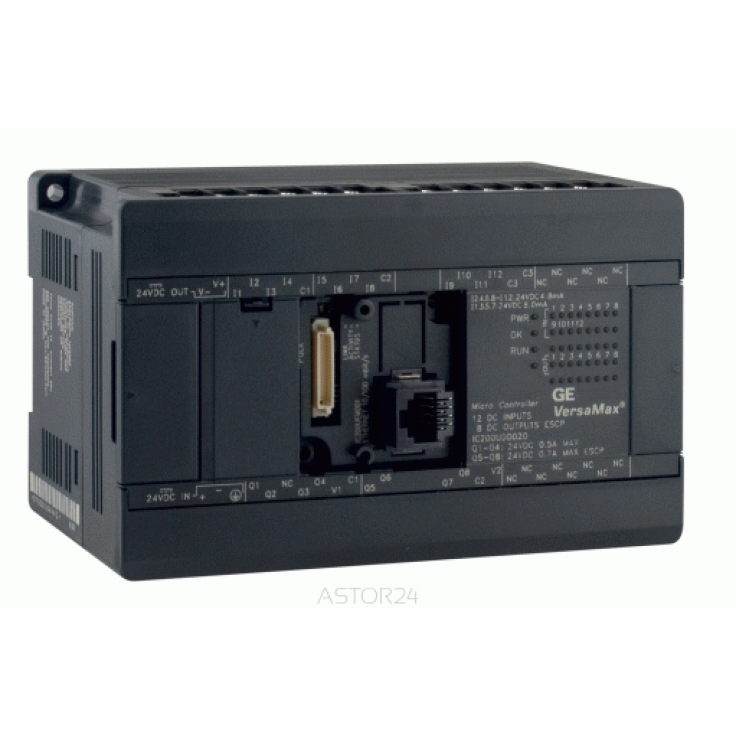 Sterownik PLC VersaMax Micro PLUS; RS232, drugi port opcjonalny; 40 DI (24 VDC), 24 DO (24 VDC z ESCP (logika ujemna); zasilanie 24 VDC