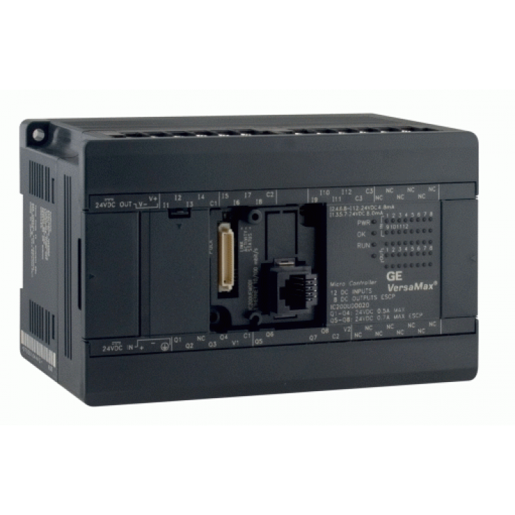 Sterownik PLC VersaMax Micro; ; RS232; RS485; 13 DI (24VDC); 9 DO (Relay 2A); 1 DO (24VDC); 2 AI 3070 (0-10V; 0-20mA; 12 bit); 1 AO (0-10V; 0-20mA; 12 bit); 24VDC