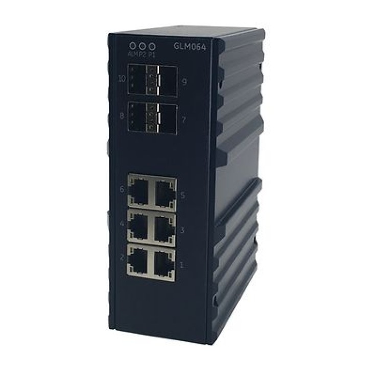 Switch przemysłowy 10 portowy; PROFINET  I/O; zarządzalny; 6 x 100/1000 Mbps (RJ45); 4  x 100/1000 Mbps (SFP); obsługa MRP S2 i  Redundancji; IP30; -40 do 70 St C. Gwarancja  24m-cy