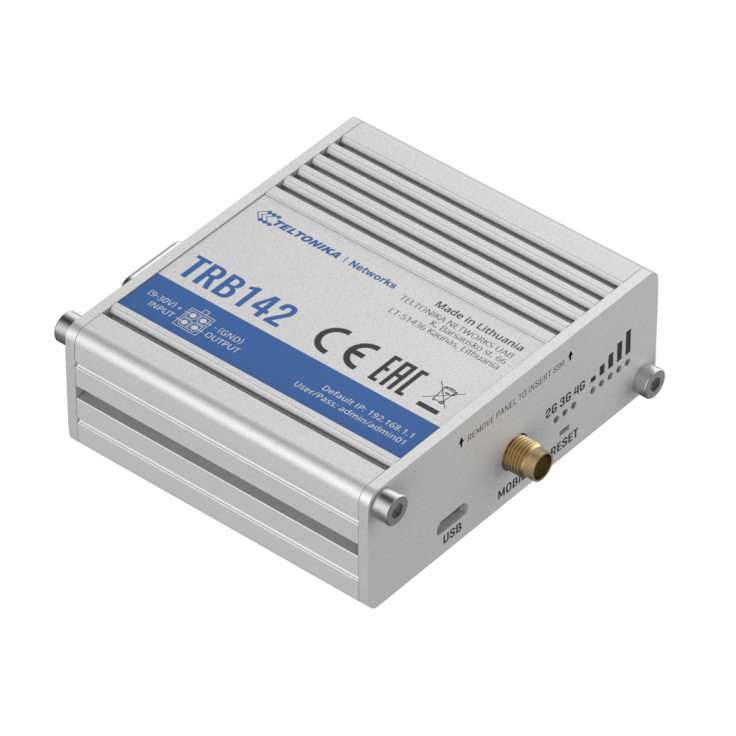 TRB142 - Gateway komórkowy 4G (LTE); RS232; 128MB RAM; SMS; IPSec; openVPN; możliwy montaż na szynie DIN