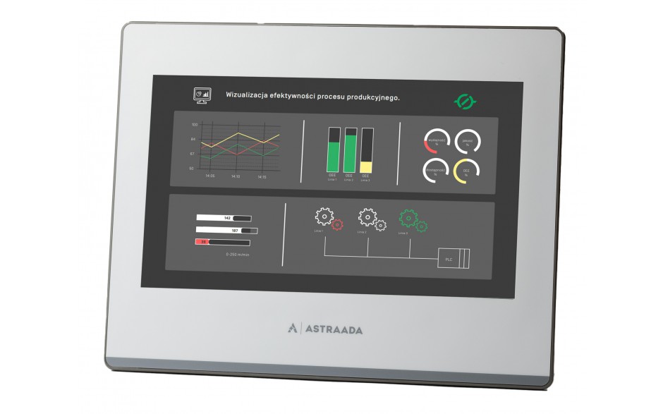 Dotykowy panel operatorski Astraada HMI, matryca TFT 10,1” (1024x600, 65k), RS232, RS422/485, RS485, USB Client/Host, Ethernet, 30m gwarancji
