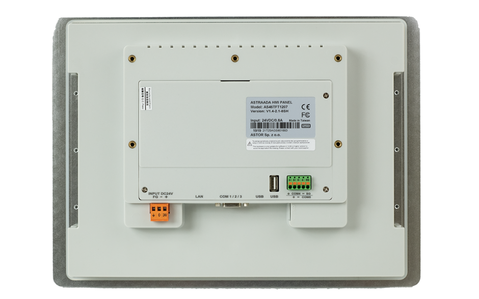 Dotykowy panel operatorski Astraada HMI, matryca TFT 12,1” (1024x768, 65k), RS232, RS422/485, 3x RS485, USB Client/Host, Ethernet, 30m gwarancji 3