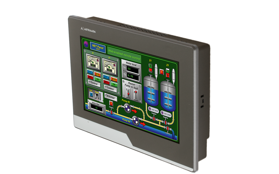 Dotykowy panel operatorski Astraada HMI, matryca TFT 7” (800x480, 65k), RS232/422/485, RS422/485, RS232, USB Client/Host 5