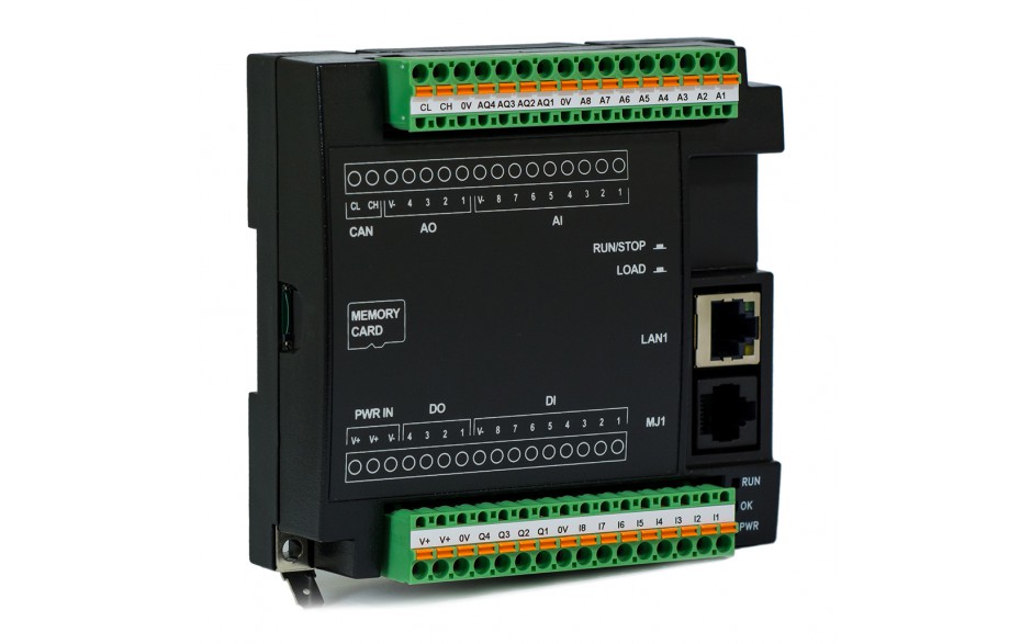 PROMOCJA - Sterownik PLC RCC972; RS232, Ethernet, CsCAN, MicroSD;  8x AI (0-20mA), 4x AO (0-20mA), 8x DI (24VDC), 4x DO (24VDC); zasilanie 9-30 VDC 3