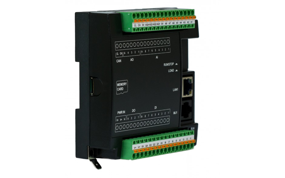 PROMOCJA - Sterownik PLC RCC972; RS232, Ethernet, CsCAN, MicroSD;  8x AI (0-20mA), 4x AO (0-20mA), 8x DI (24VDC), 4x DO (24VDC); zasilanie 9-30 VDC 8