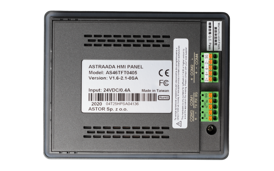 Dotykowy panel operatorski Astraada HMI, matryca TFT 4,3” (480x272, 65k), RS232, 3x RS485 USB Client/Host, Ethernet, 30m gwarancji 5