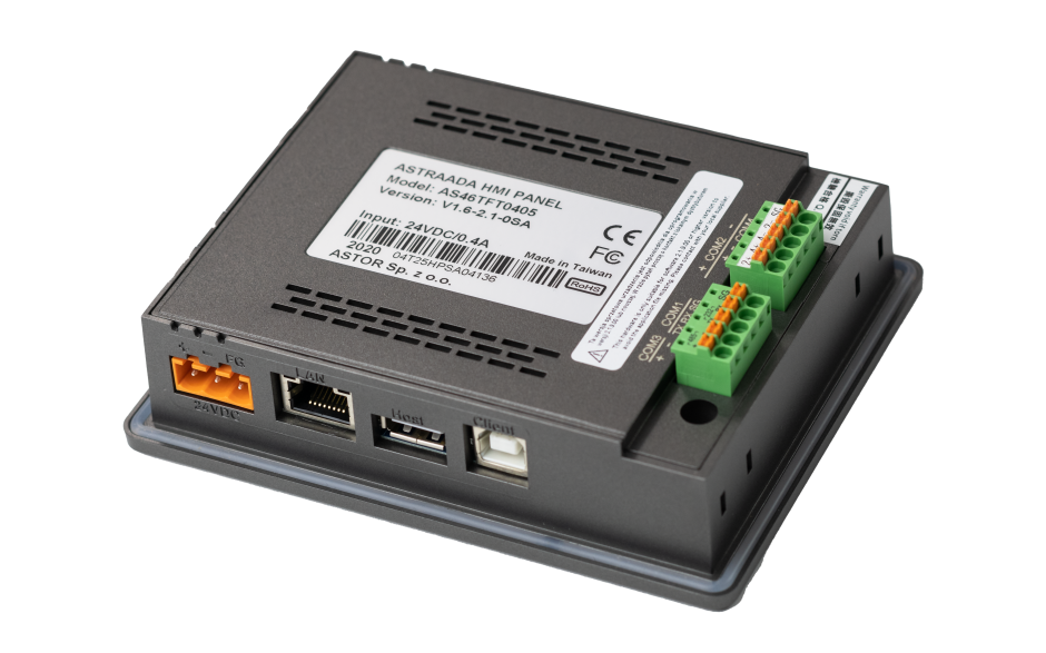 Dotykowy panel operatorski Astraada HMI, matryca TFT 4,3” (480x272, 65k), RS232, 3x RS485 USB Client/Host, Ethernet, 30m gwarancji 4