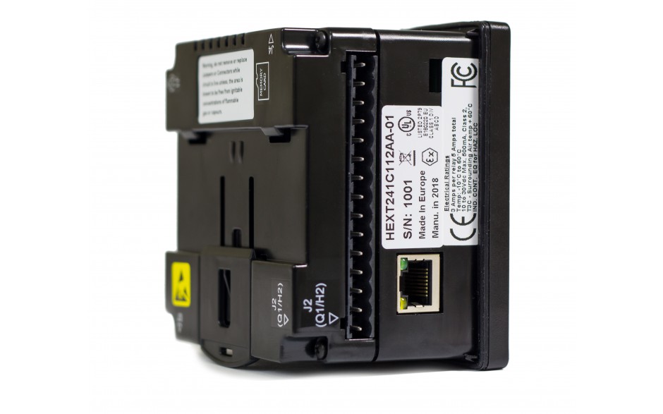 Sterownik PLC z HMI EXLe - 2.25", Ethernet; 12 DI (24V; 4 HSC); 12 DO (24V; 2 PWM); 6 AI (0-10V; 0-20mA; 4-20mA; RTD; THM); 4 AO (0-10V; 0-20mA; 4-20mA) 4