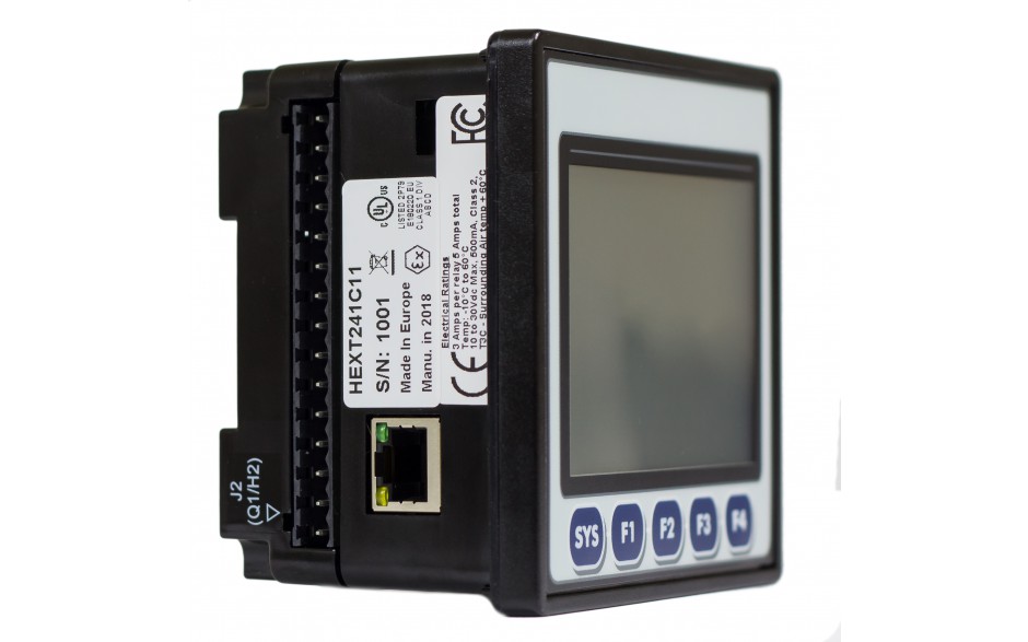 Sterownik PLC z HMI EXLt - 3.5", Ethernet; 12 DI (24V; 4 HSC); 12 DO (24V; 2 PWM); 2 AI (0-10V; 0-20mA; 4-20mA) 9