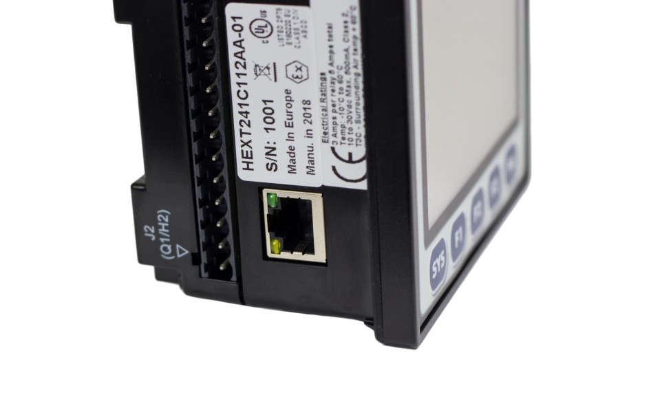 Sterownik PLC z HMI EXLt - 3.5", Ethernet; 24 DI (24V; 4 HSC); 16 DO (24V; 2 PWM); 2 AI (0-10V; 0-20mA; 4-20mA) 13