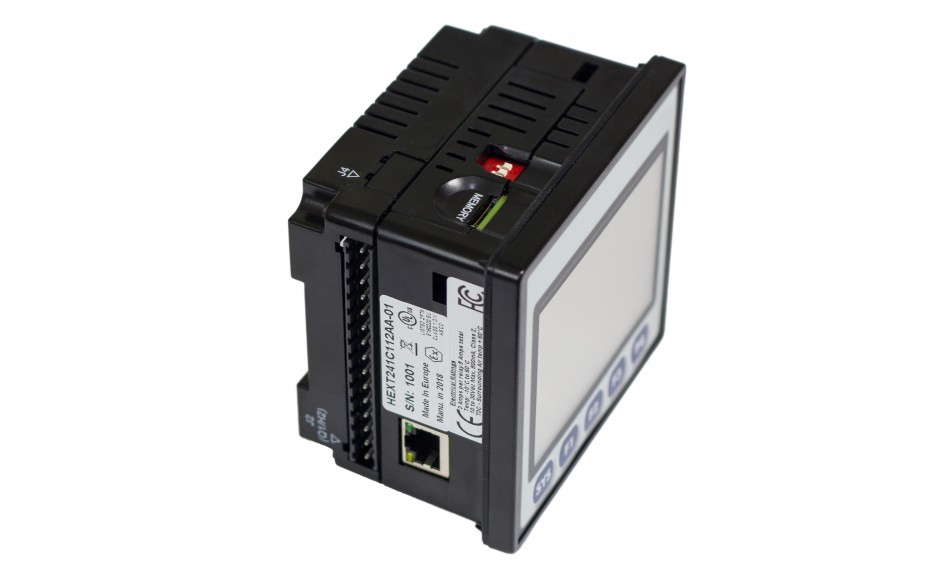 Sterownik PLC z HMI EXLt - 3.5", Ethernet; 24 DI (24V; 4 HSC); 16 DO (24V; 2 PWM); 2 AI (0-10V; 0-20mA; 4-20mA) 12