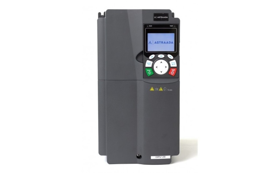DRV-28 frequency inverter: 11/15 kW, 3x400V power supply, vector control, STO, EMC filter, LCD operator panel, support for expansion modules, vent-pump functions, fire-mode, 30 months warranty.